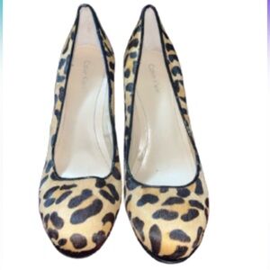 Calvin Klein ‘Kendall’ Faux Fir Leopard Heels, SZ 8M